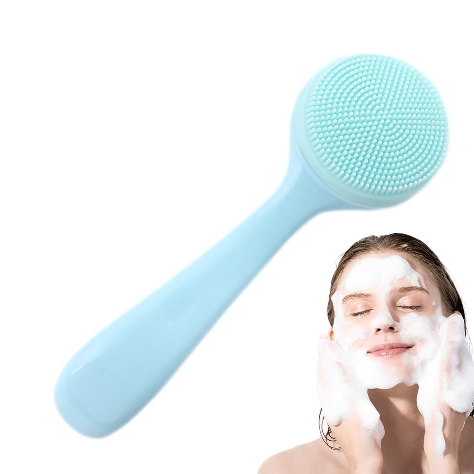 Face Wash Brush, Silicone Manual Facial Cleansing Brushes, Facial Scrubber Manual Dual Face Wash Brush, Skin Friendly Blue โ image 2