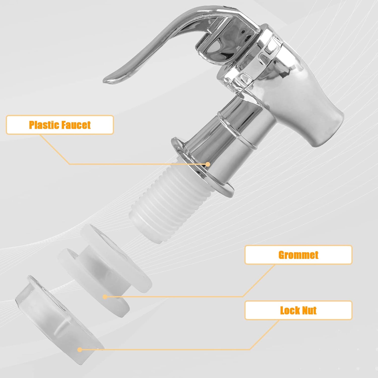 Biaungdo 2 Pcs Replacement Spigot for Beverage Dispenser, Silver Push Style Beverage Dispenser Carafe Spigot Water Dispenser Replacement Spout Faucet — image 4
