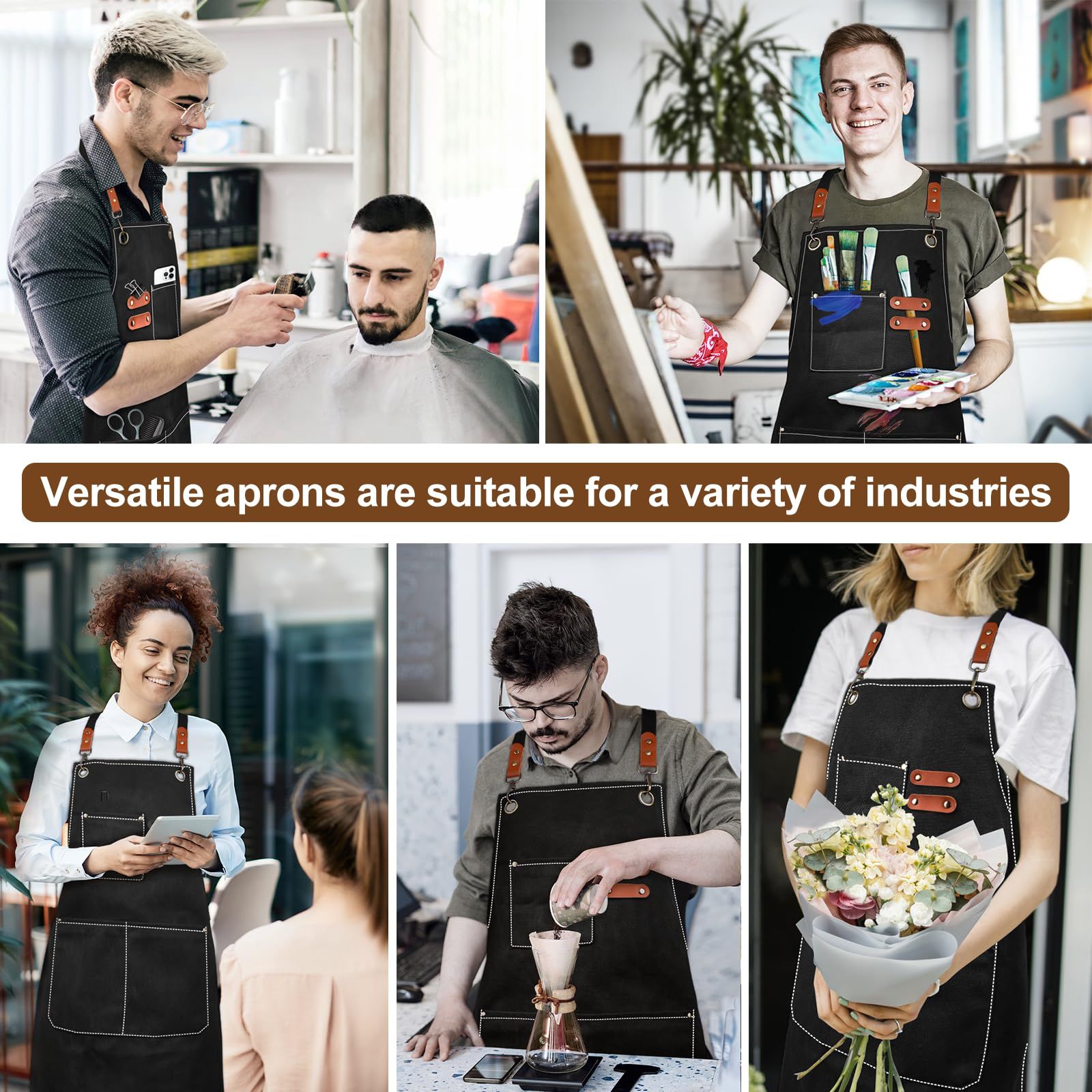 Cross-Back Chef Aprons for Men Women with Pockets,Cotton Canvas Adjustable Cooking Work Apron for Kitchen โ image 5