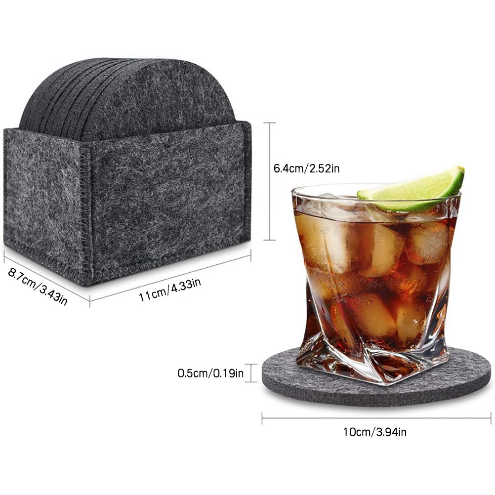 14 pcs Round Felt Coasters with Storage Box Water Absorption Table Coaster for Drinks Cups Bar Glass โ image 2
