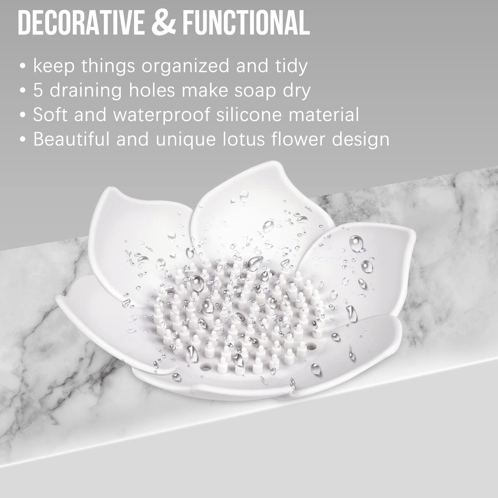 Lotus Shower Steamer Tray, Silicone Soap Dish, 2 Pack Lotus Flower Shape Shower Steamer Tray Small Self Draining Bar Soap Holder β image 3