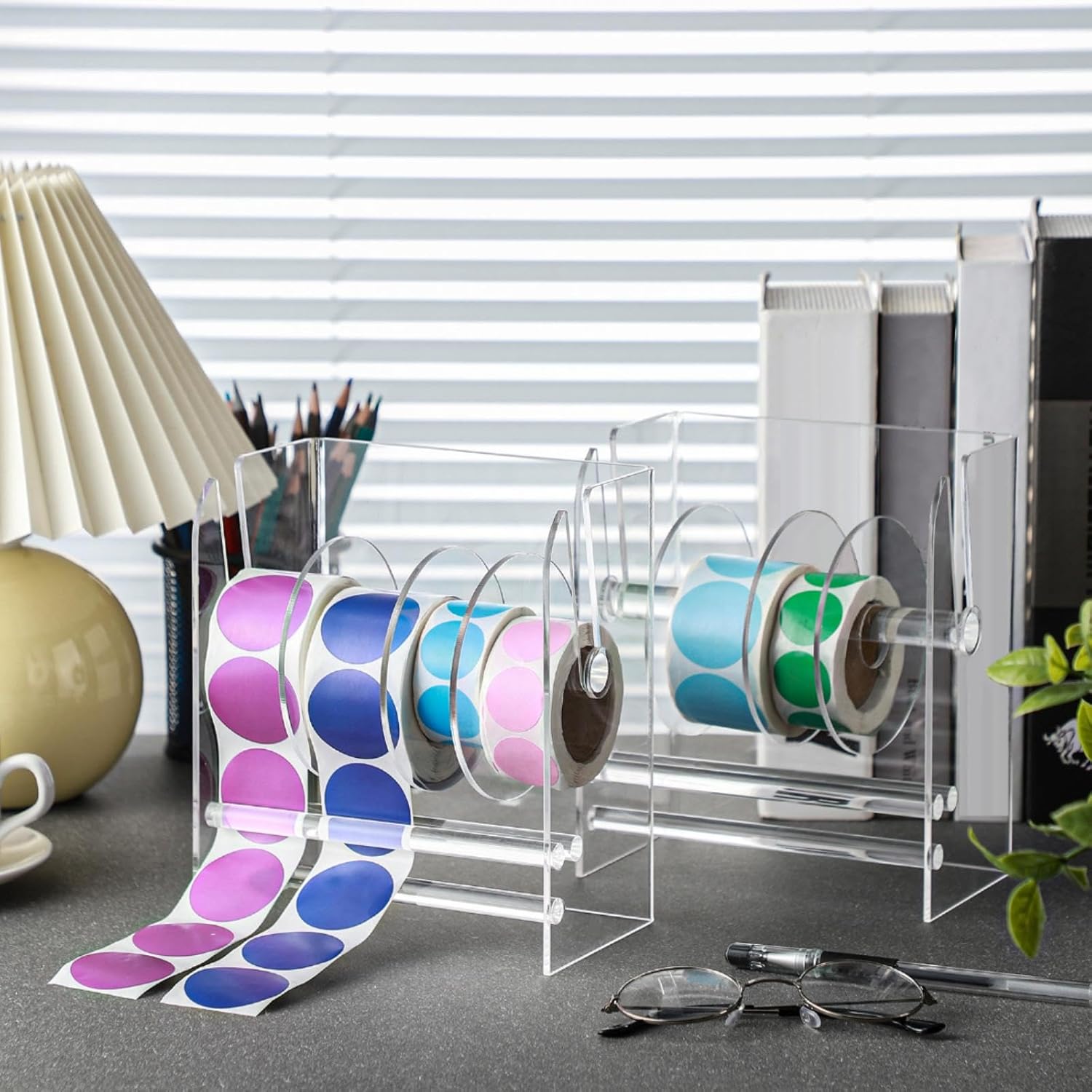 Adjustable Label Dispenser with 4 Rolls Transparent Design — image 3