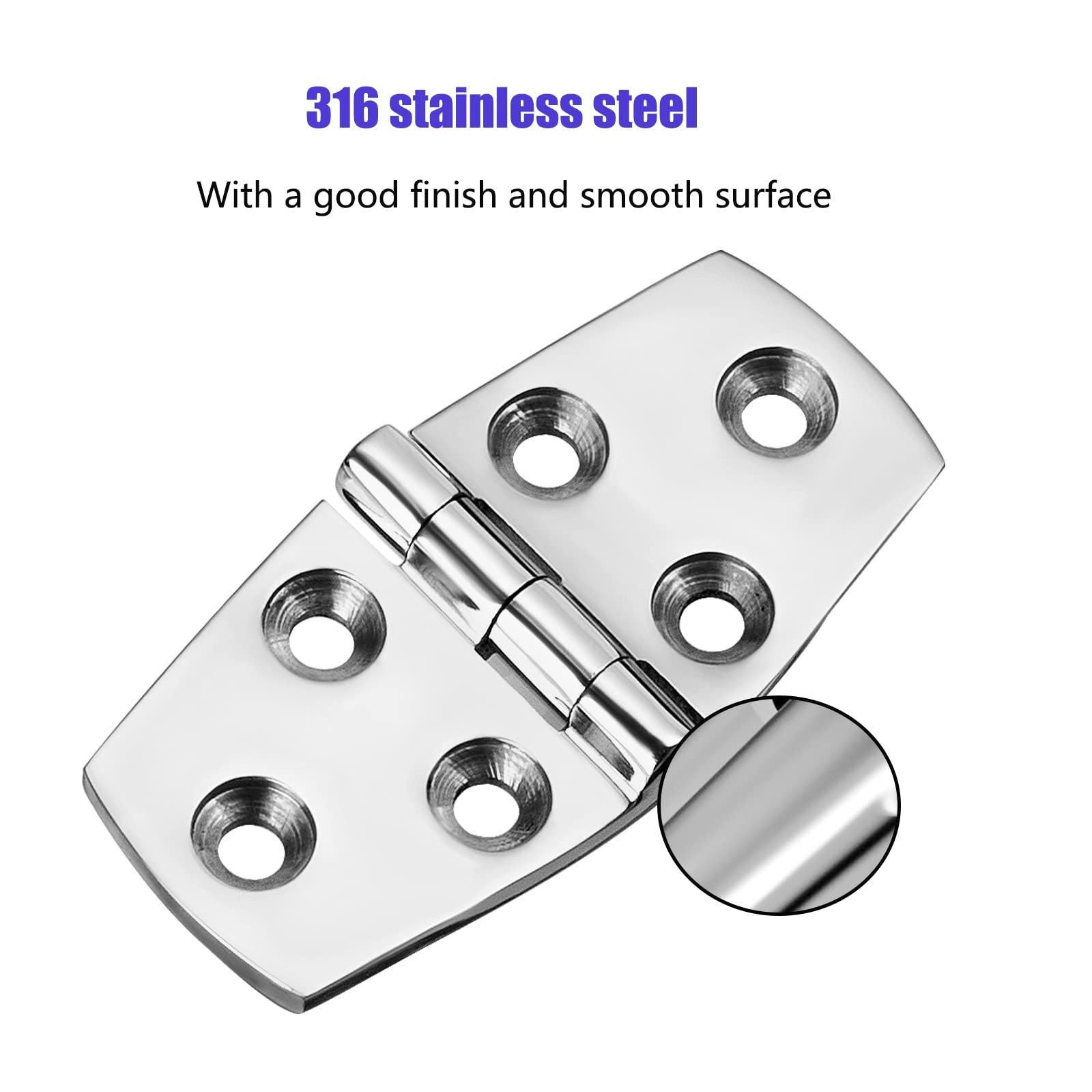 316 Stainless Steel Flush Door Hinges with Screws, Marine Grade Heavy Duty Hinges, Mirror Polished Hinges for Boats, Yachts â image 4