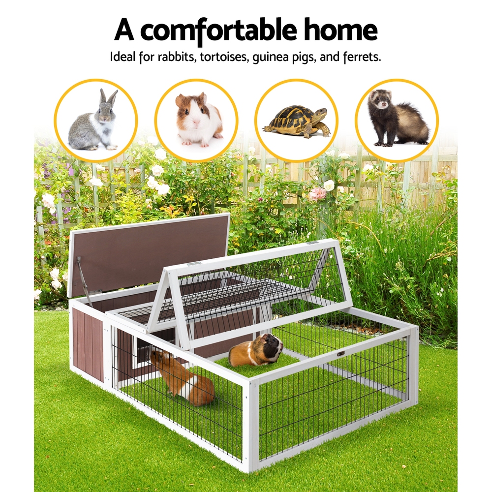 i.Pet Rabbit Hutch 124cm x 90cm x 35cm Chicken Coop Large Outdoor Wooden Run Cage House โ image 4