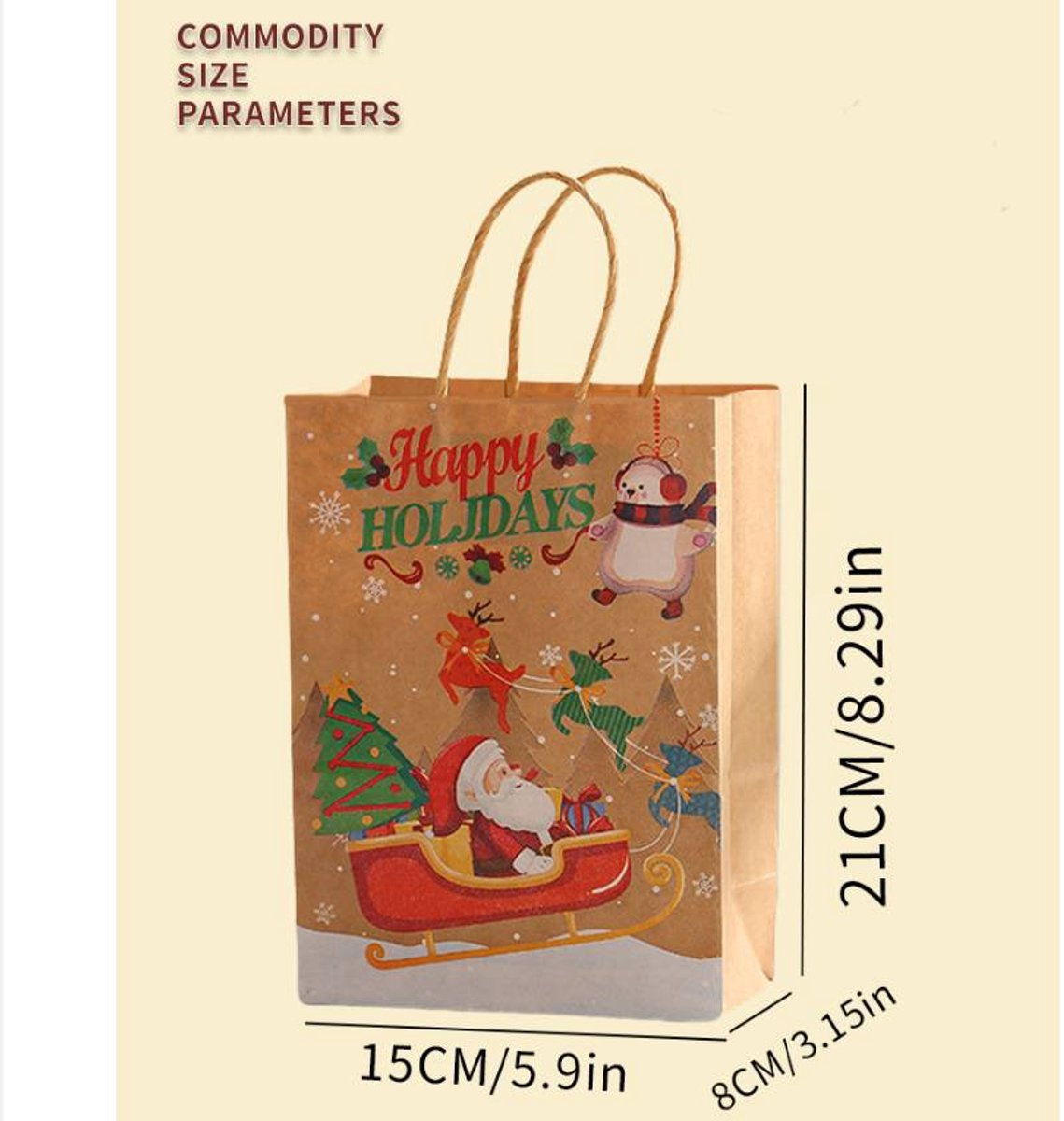 Gift Bags - 8 pieces - Christmas gift bags - Paper gift bags - Christmas gift bags - Kraft paper bags - Suitable for Christmas Eve and Christmas gift โ image 5