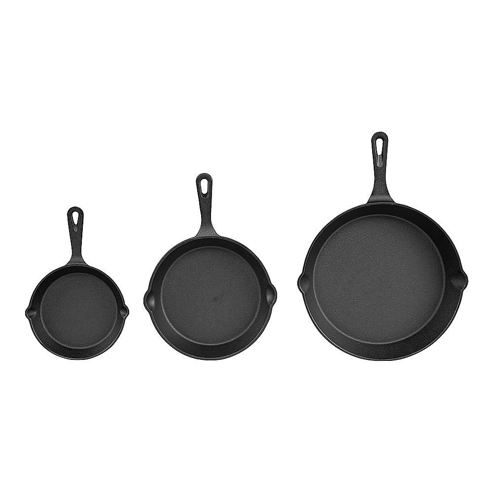 Chef Cast Iron Frying Pan Set – 3PCS Skillet, Grill & Oven Cookware for Home Cooking — image 5