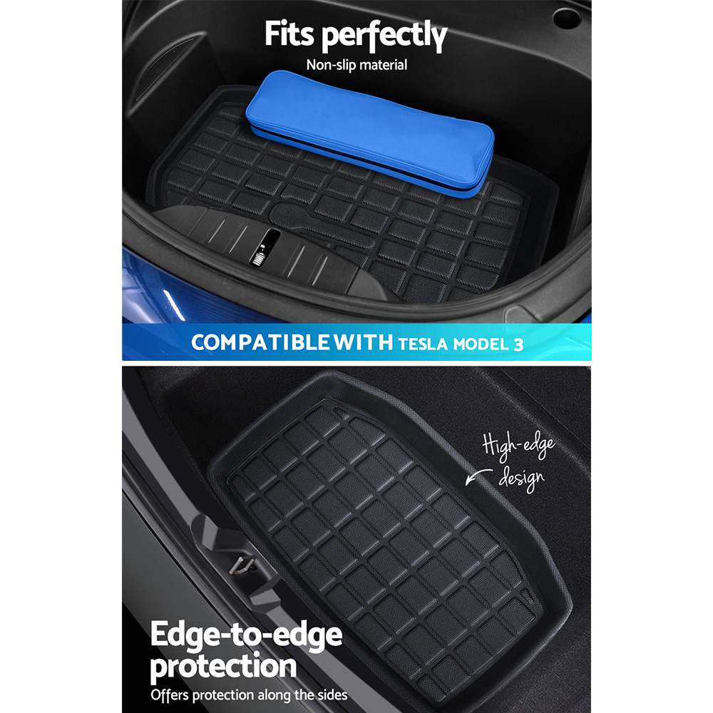 3PCS Car Rear Front Cargo Trunk Toolbox Luggage Rubber Mats for Tesla Model 3 2021-2022 โ image 6