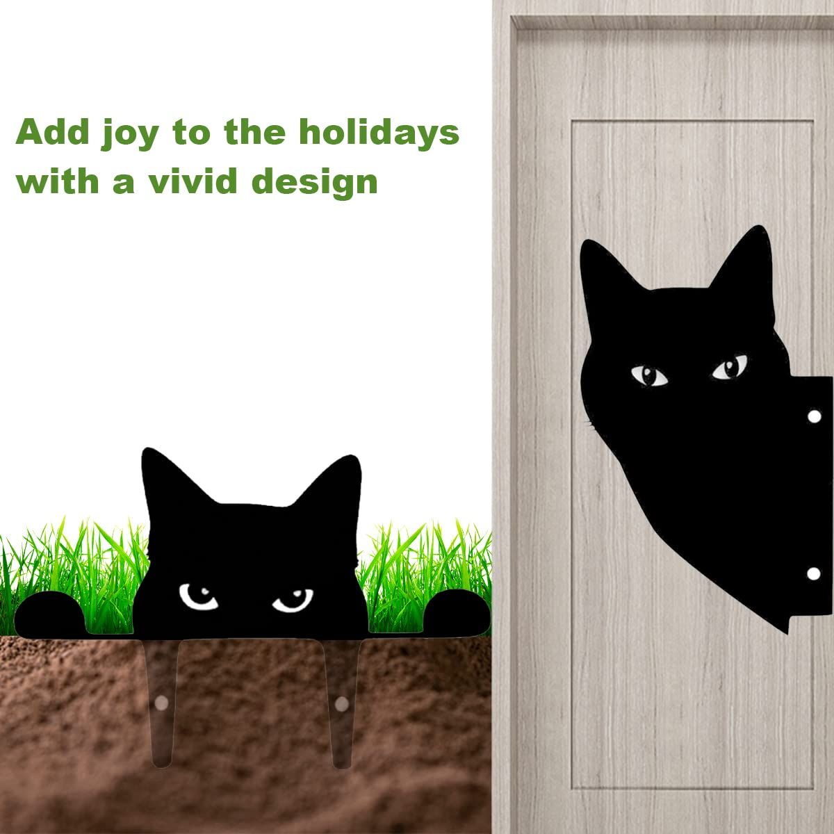 2 Pieces Cat Statue Art Decor Garden, Black Cat Silhouette Décor Animals Shape Yard Decoration Art Decoration for Yard Lawn,(Cat) — image 5