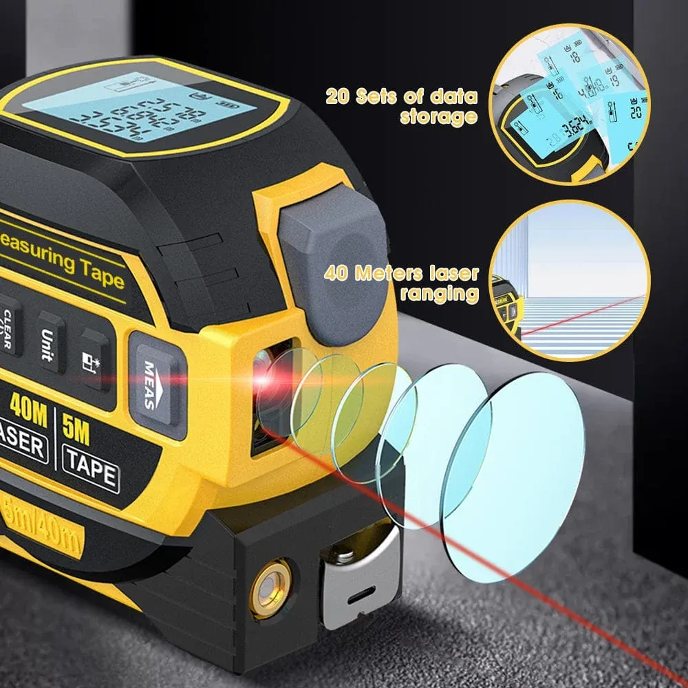 40m Laser Measure, Cross-line Laser Level, 5m Tape Measure Yellow — image 4