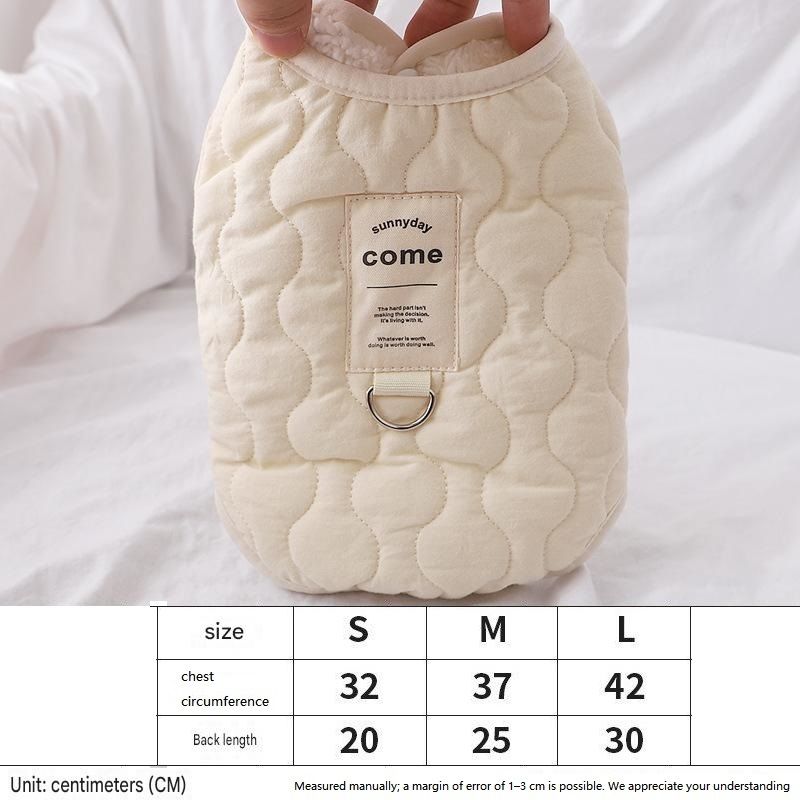 Winter Pet Care Bundle - L Size 42*30cm Beige Quilted Dog Vest with Leash Ring and L Size 60*75cm Coffee-colored Oval Arctic Fleece Bed - Warm Cotton — image 6