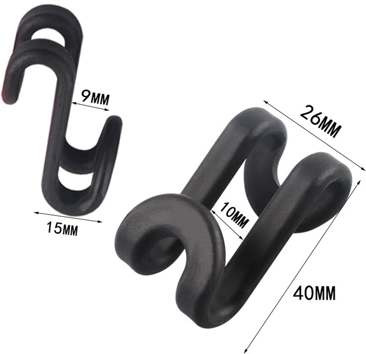 Hanger Hooks | Hooks - S-Hook Hangers - Black - Pack of 100 - Coat Hooks - Space-Saving Hanger Connector Hooks - Plastic Hanger Connectors - Ideal for — image 5
