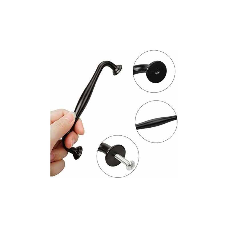 Black Furniture Handles 10 pcs - 128mm Center Distance for Kitchen Door and Drawer, Compatible with Wardrobes — image 3