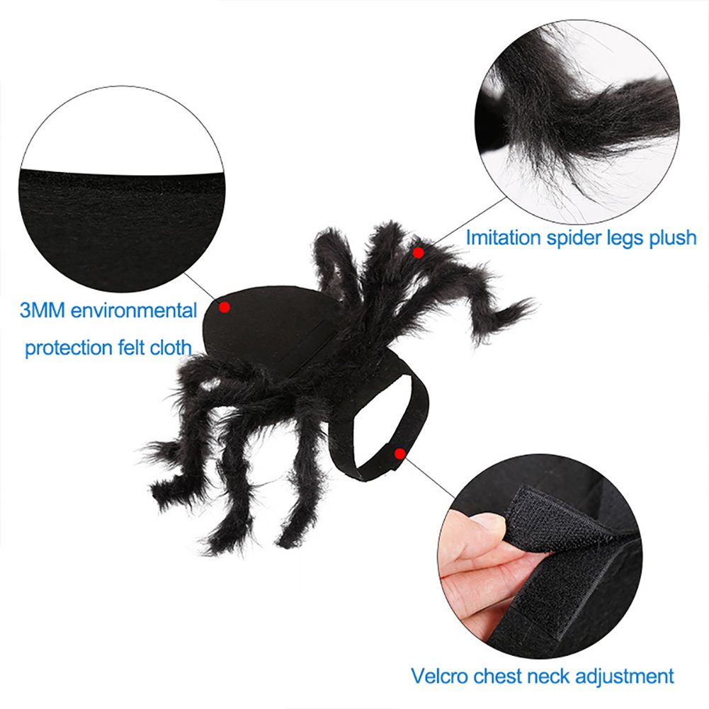 Pet Spider Costume Halloween Pet Spider Clothes Dog Cat Horror Simulation Plush Spiders Dress Up Costume — image 5