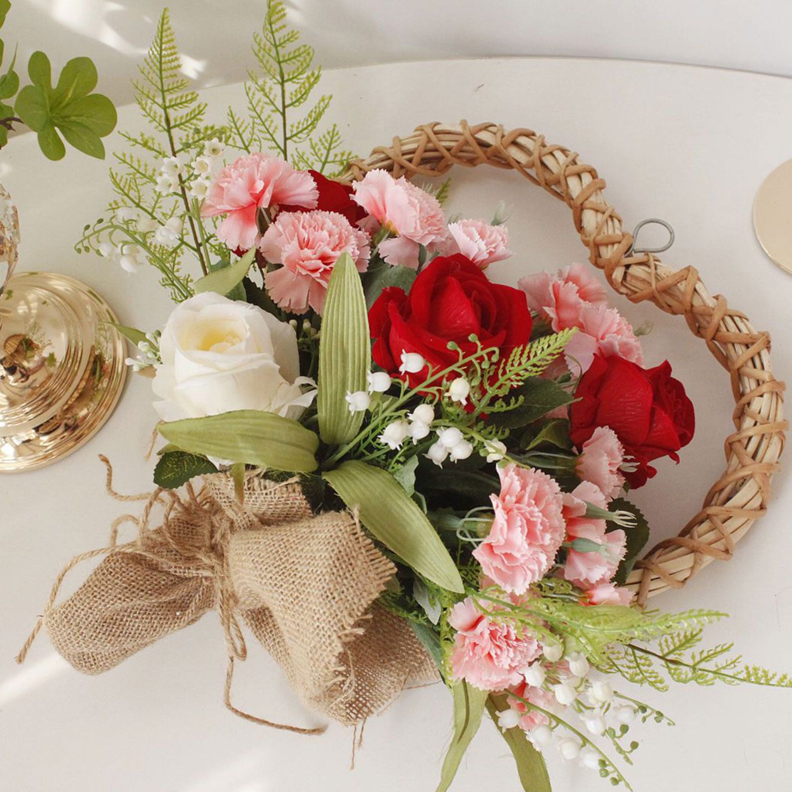 Spring Tulips Red Roses Carnations Love Wreaths Wall Hanging Door Decoration Valentine's Day Mother's Day Gift โ image 4