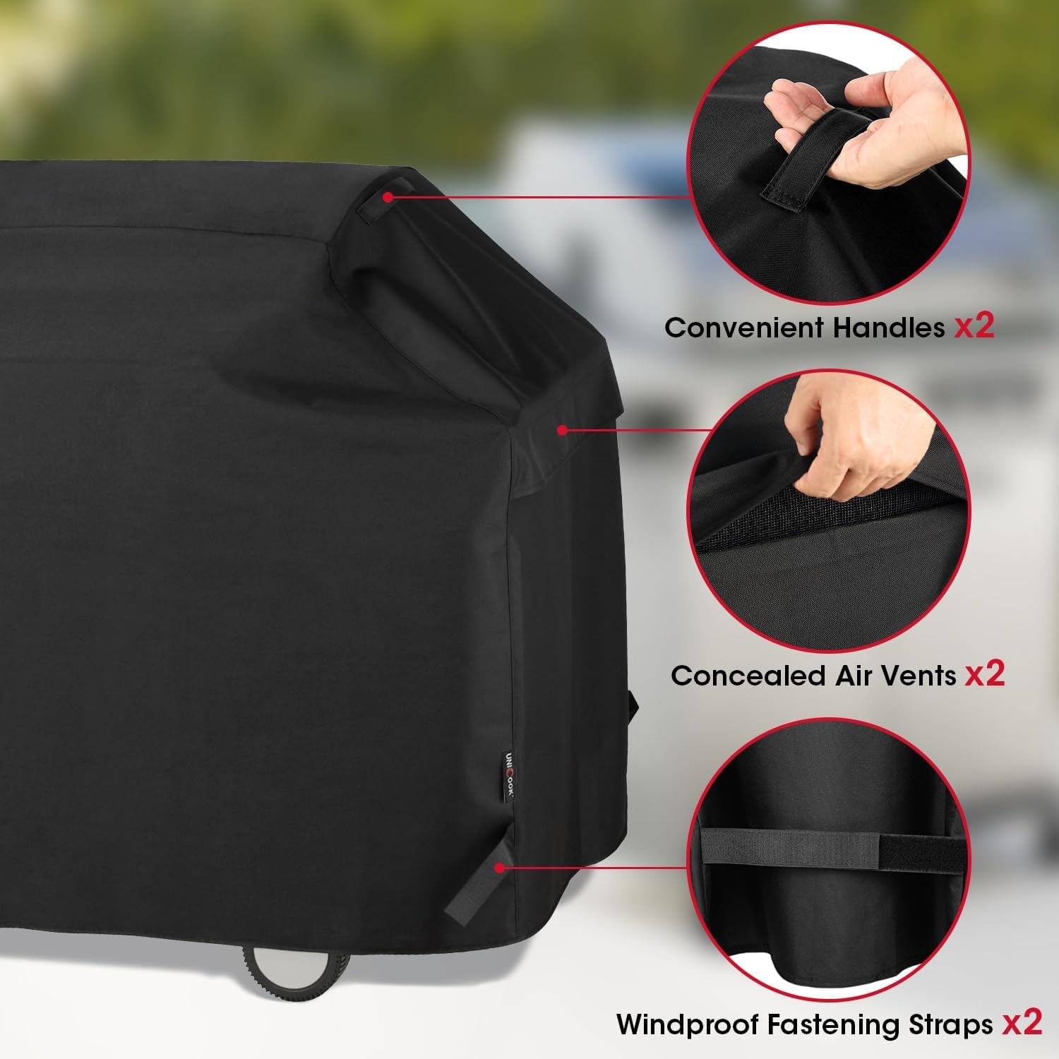 Heavy Duty Waterproof Barbecue Gas Grill Cover, 65-inch BBQ Cover, Special Fade and UV Resistant Material, Durable and Convenient, Fits Grills of Weber — image 4