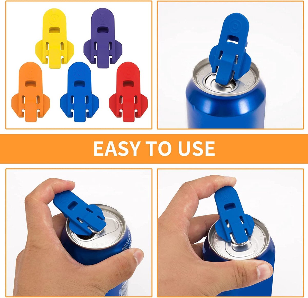 Can Opener - 6 Pieces - Can Opener For Cans - Can Sealer - Drink Can Opener - Can Lock - Aid For Rheumatism - Soft Drink Can Opener - Small Can Sealer — image 2