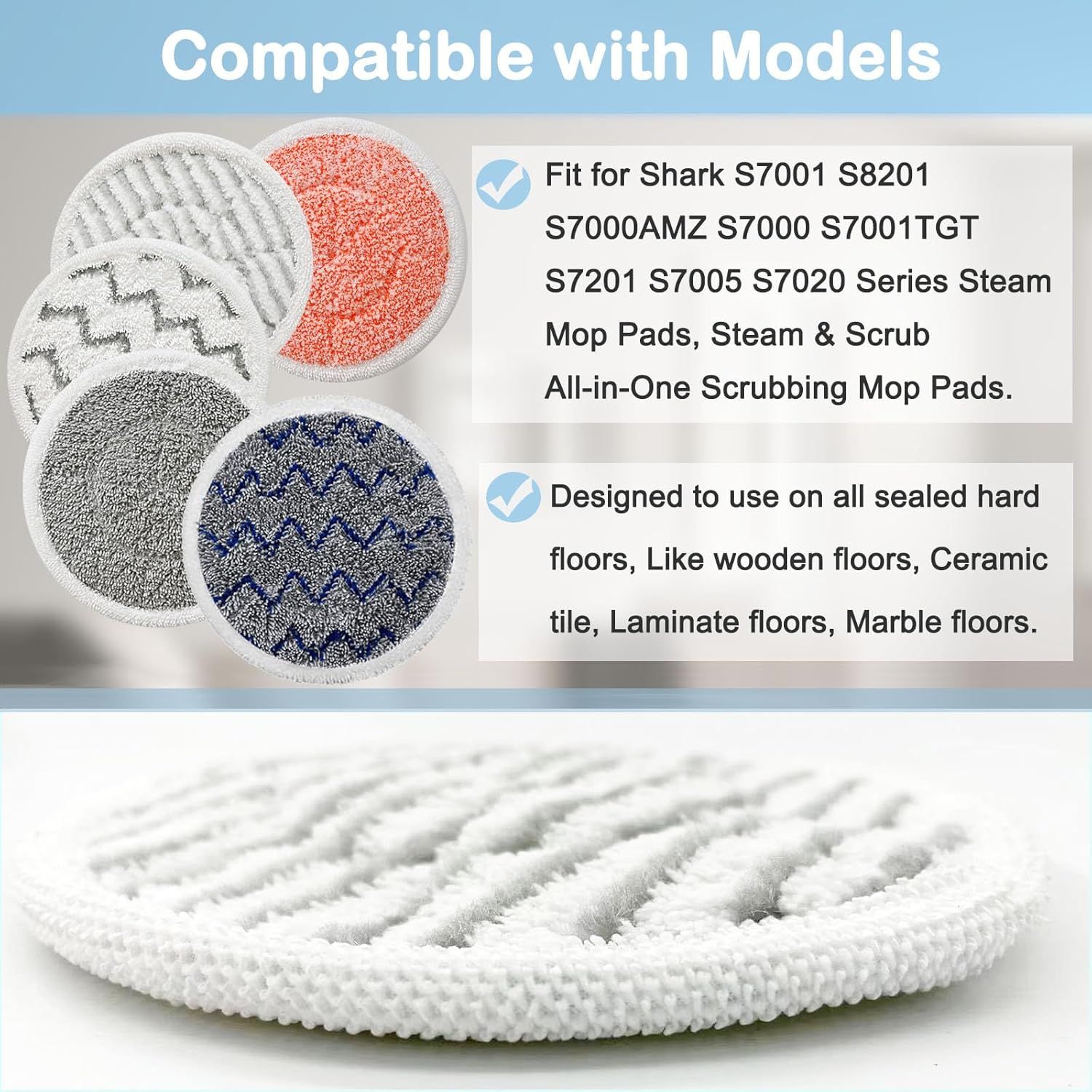 10 Pack Upgraded S7001 Pads Replacement Steam Mop Pads or Shark S7001 S8201 S7000 S7201 S8001 S7000AMZ, S7001TGT Series Steam Mop Pads,Steam&Scrub All-in-One — image 3