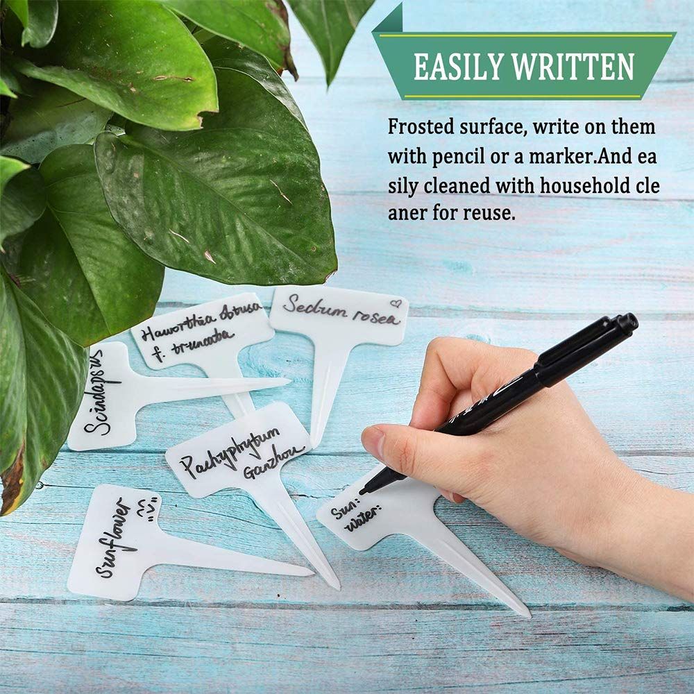 Plant Labels, Plant Remark Name Sign, 100pcs White Flower Plastic Signs Waterproof Potting Name Markers, Record Plant — image 2
