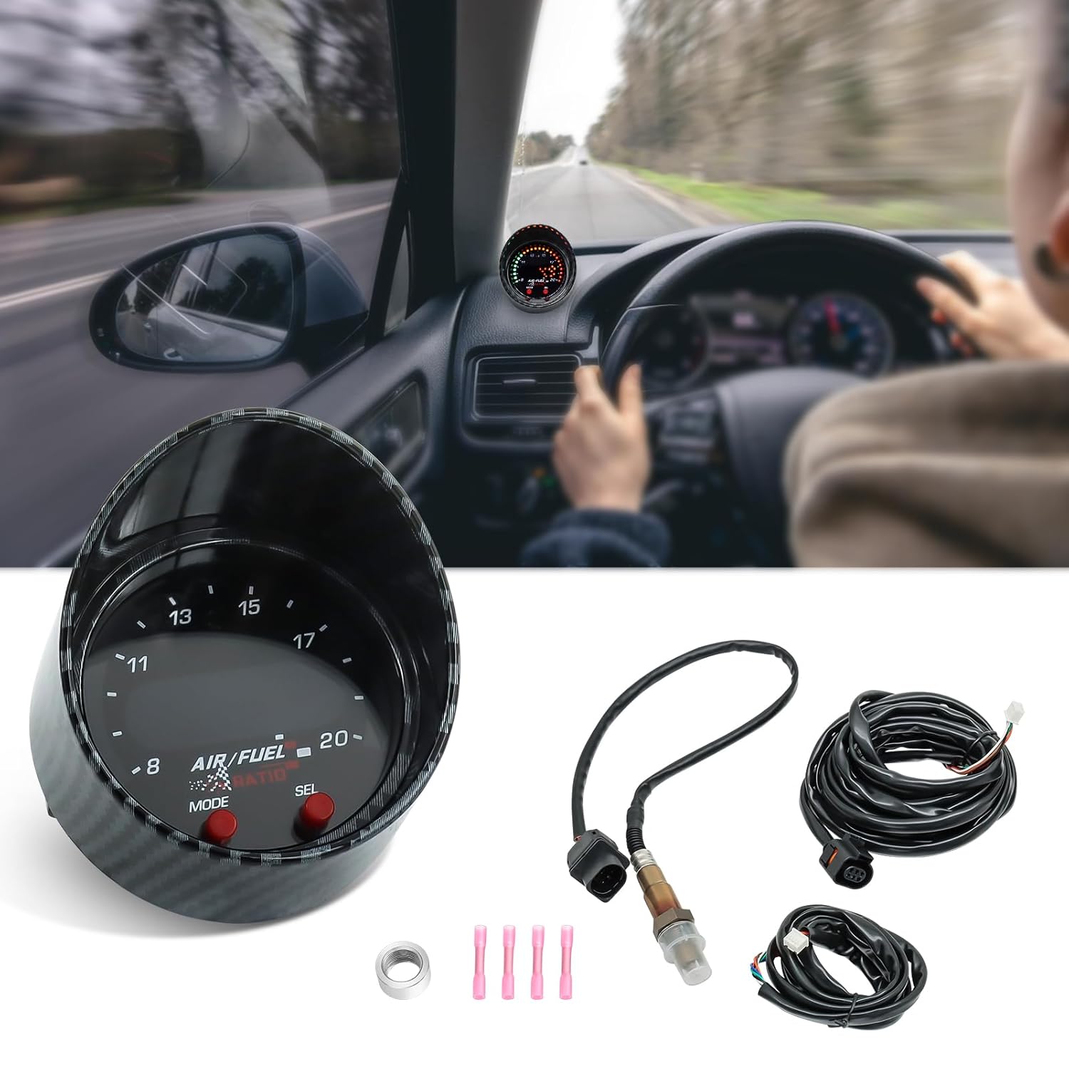 52mm AFR O2 UEGO Wideband Air Fuel Ratio Gauge Kit 30-0300 LSU 4.9 Probe Sensor โ image 3