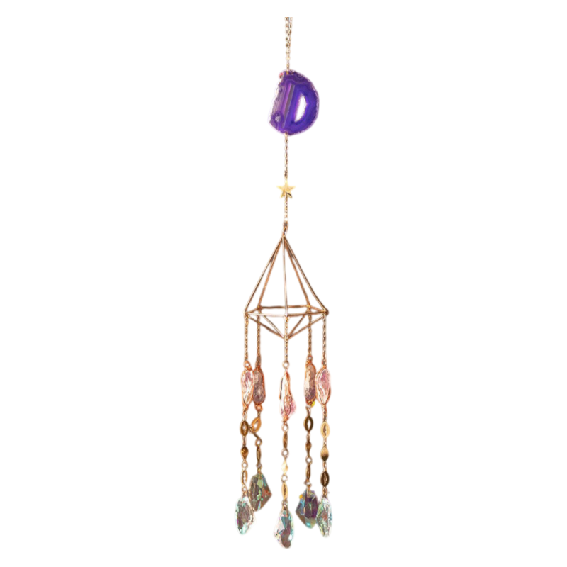 Purple Fairy Faceted Crystal Prism - Handmade Agate Slice Ornament for Rainbow Reflection โ image 2