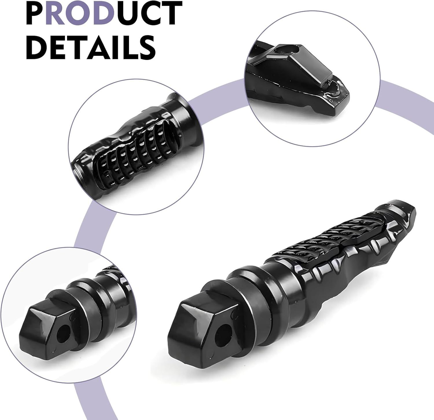 2 PCS Motorcycle Footpegs, Anti-slip Support Rear Foot Pedal with Grooves Texture, Rustproof Anti-bending Passenger Foot Rest Kit, Universal Modified — image 4