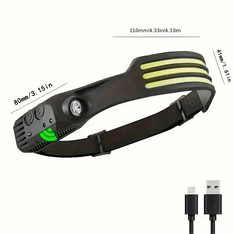 Ultra-light 100g motion headlamp, tri-color USB rechargeable, all-in-one for outdoor & emergencies! โ image 5