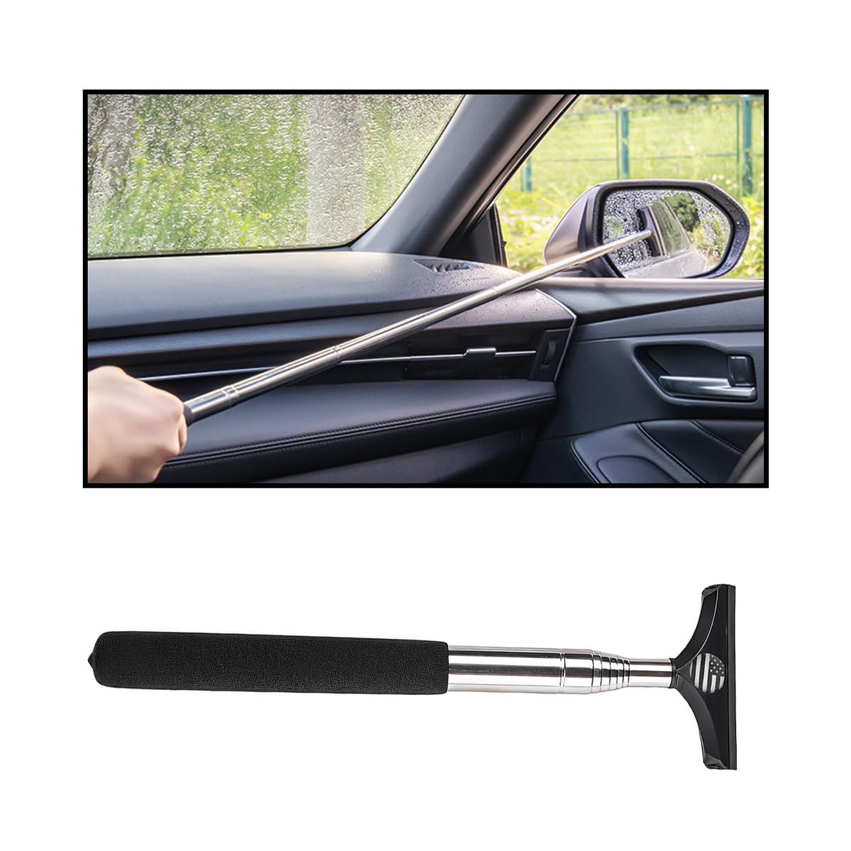 Telescopic Squeegee for Auto Glass, Portable Water Cleaner with Retractable Long Rod, Mini Automotive Cleaning Tool — image 2