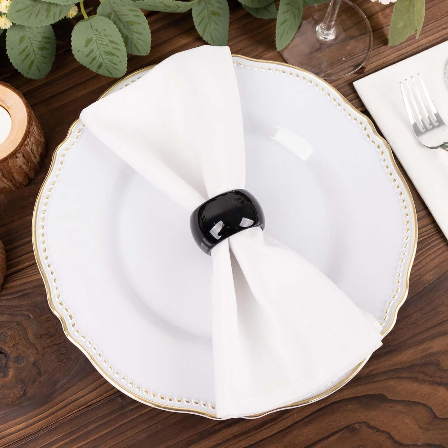 Efavormart 4 PCS Wholesale Black Acrylic Napkin Rings for Place Settings Wedding Receptions Dinner or Holiday Parties Tableware โ image 2