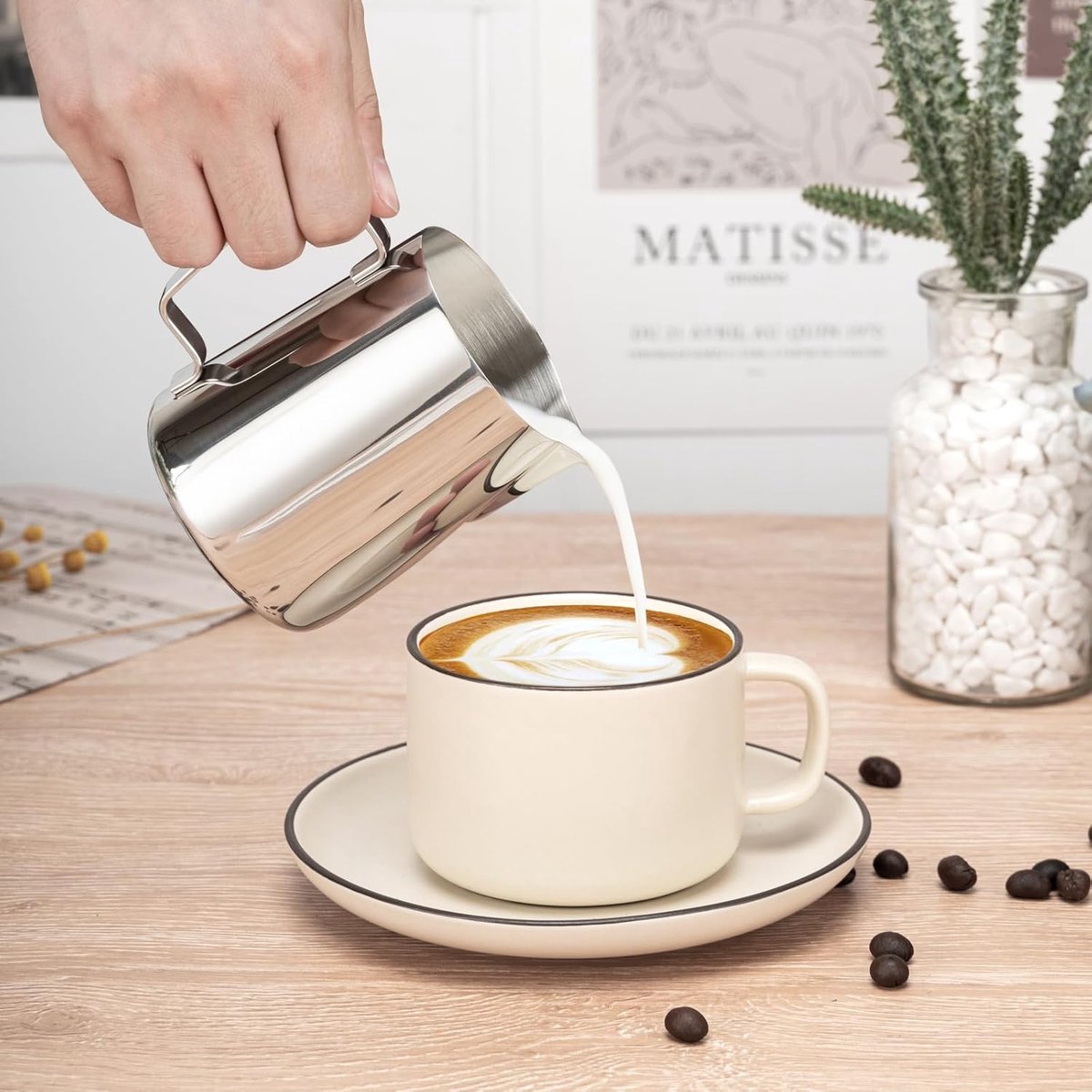 Milk Frothing Cup - 350ml Milk Frothing Cup - Clear Markings - Cappuccino Espresso Machine Accessory Made of Stainless Steel 304 - Suitable for Barista Coffee โ image 2