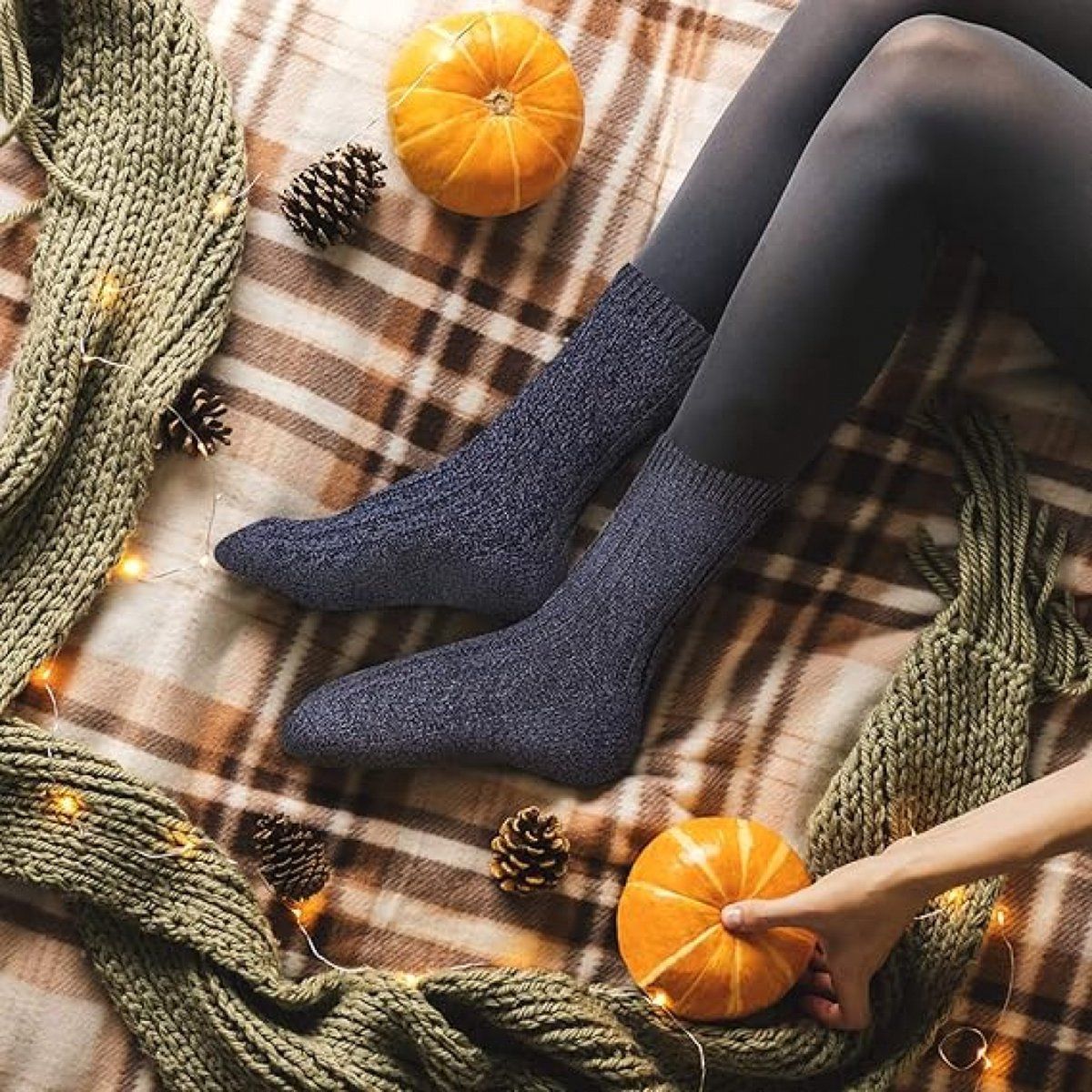 5 Pairs, Women's Wool House Socks, Non-Slip Warm Winter Floor Socks for Home, Bedroom and Cold Weather Indoor Wear, Size 41-45 — image 2