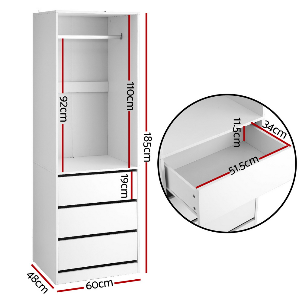 Artiss Wardrobe Clothes Closet Storage Organizer White — image 3