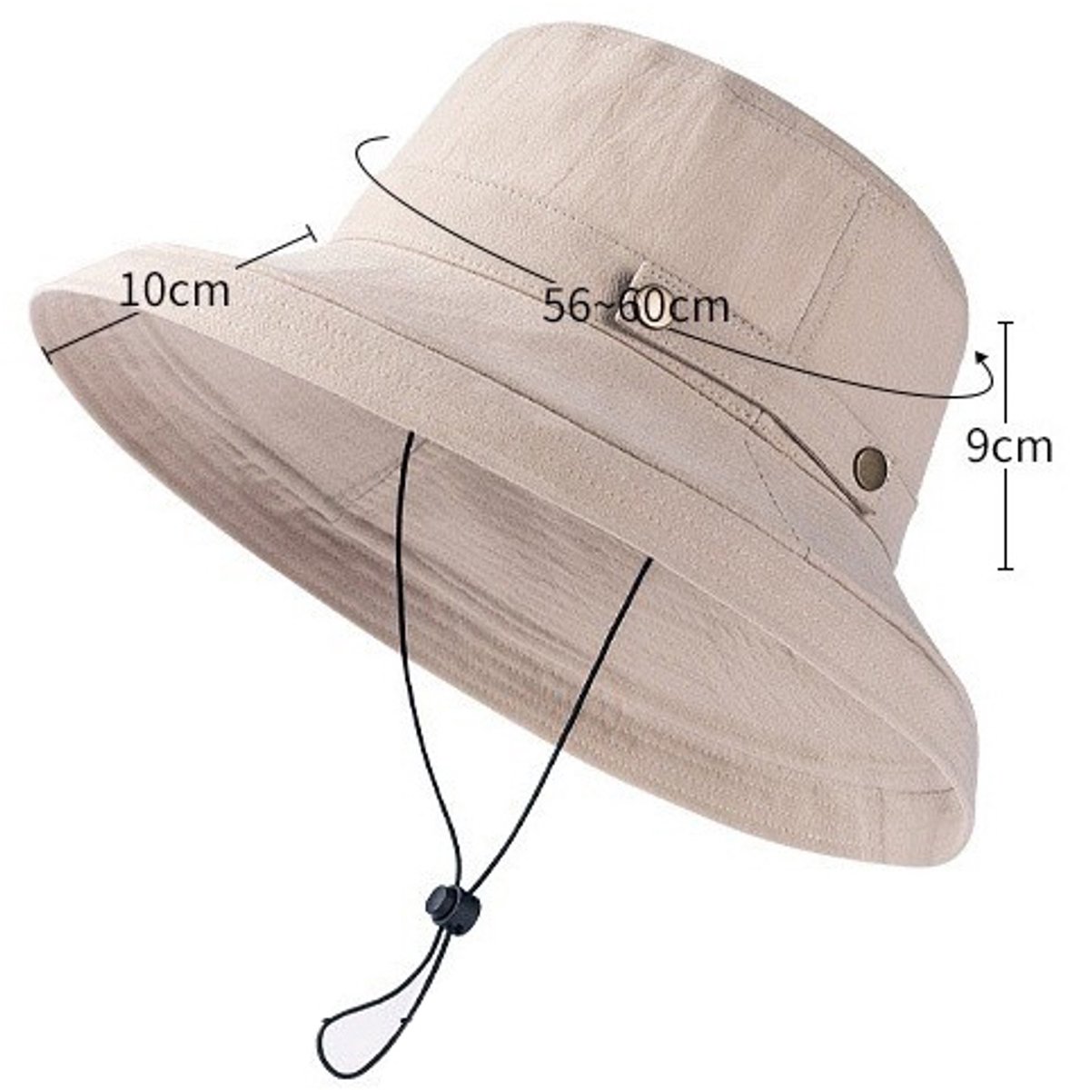 Women's Sun Hat - Katoen Wide Brim - UPF 50+ UV Protection - Foldable Beach Hat - Summer Bucket Hat - Travel Button Closure - Beige - One Size — image 6