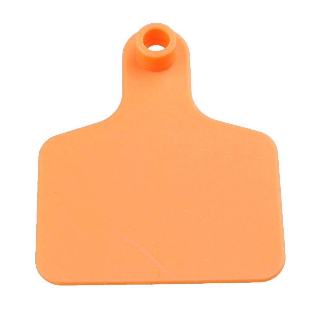 100x Cattle Ear Tags 6 × 7cm Set - Medium Orange Blank Cow Sheep Livestock Label — image 3
