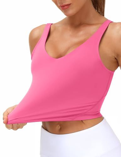Women's Longline Sports Bra for Yoga, Running, Gym Workouts & Low-Impact Activities, L (Bright Pink) — image 4