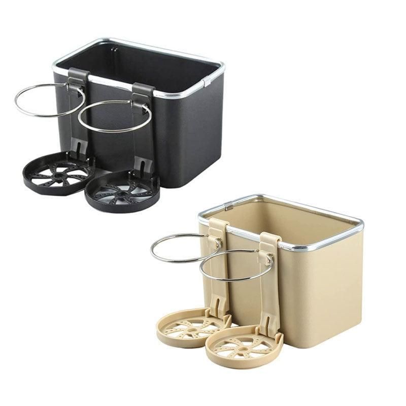 Multifunctional Car Armrest Storage Box with Tissue Holder and Dual Cup Rack - Beige โ image 3