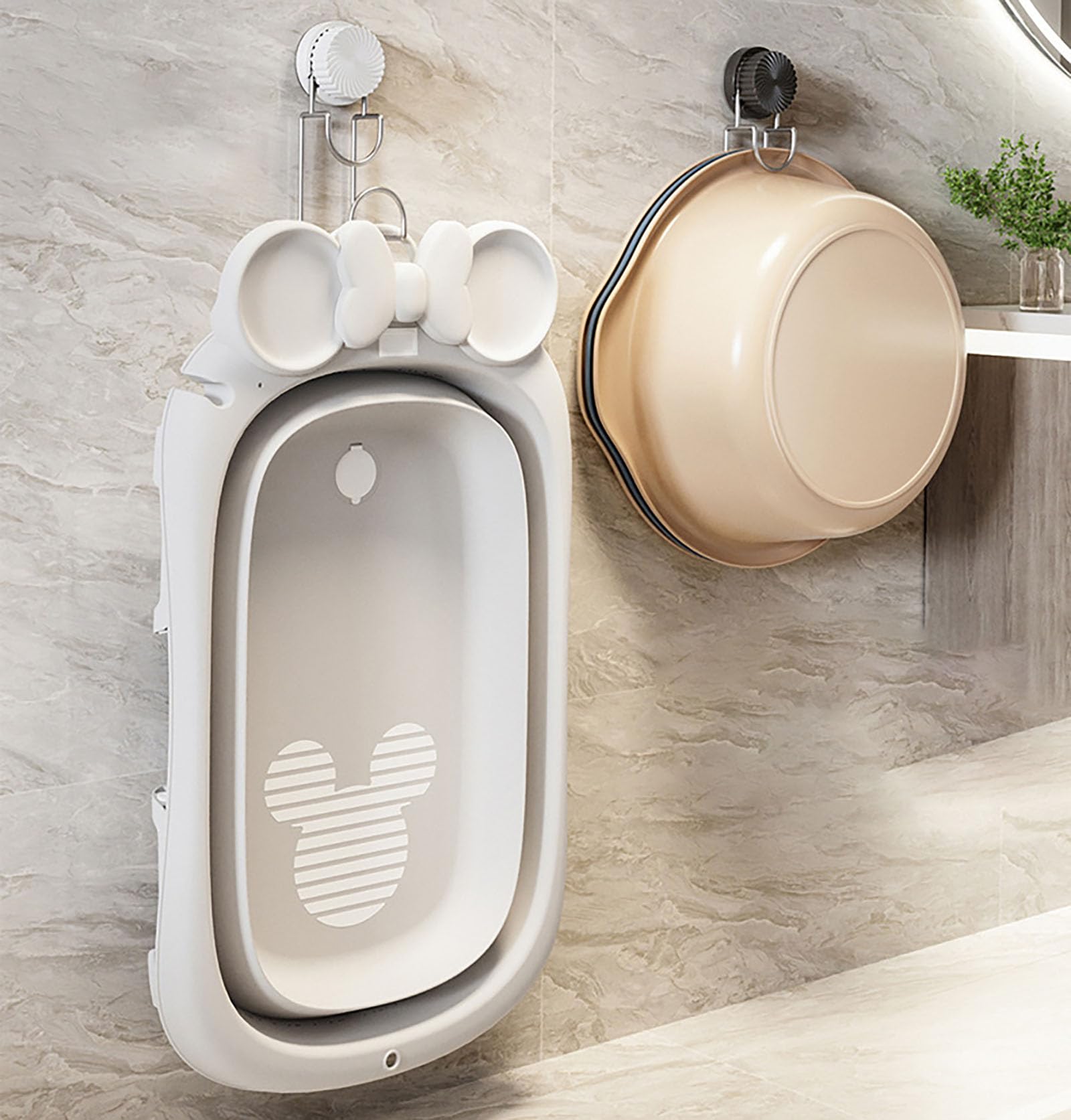1 Piece Suction Cup Bathroom Hook with Holder for Towels, Sponges and Small Accessories, No-Drill Wall Storage for Kitchens, White โ image 5