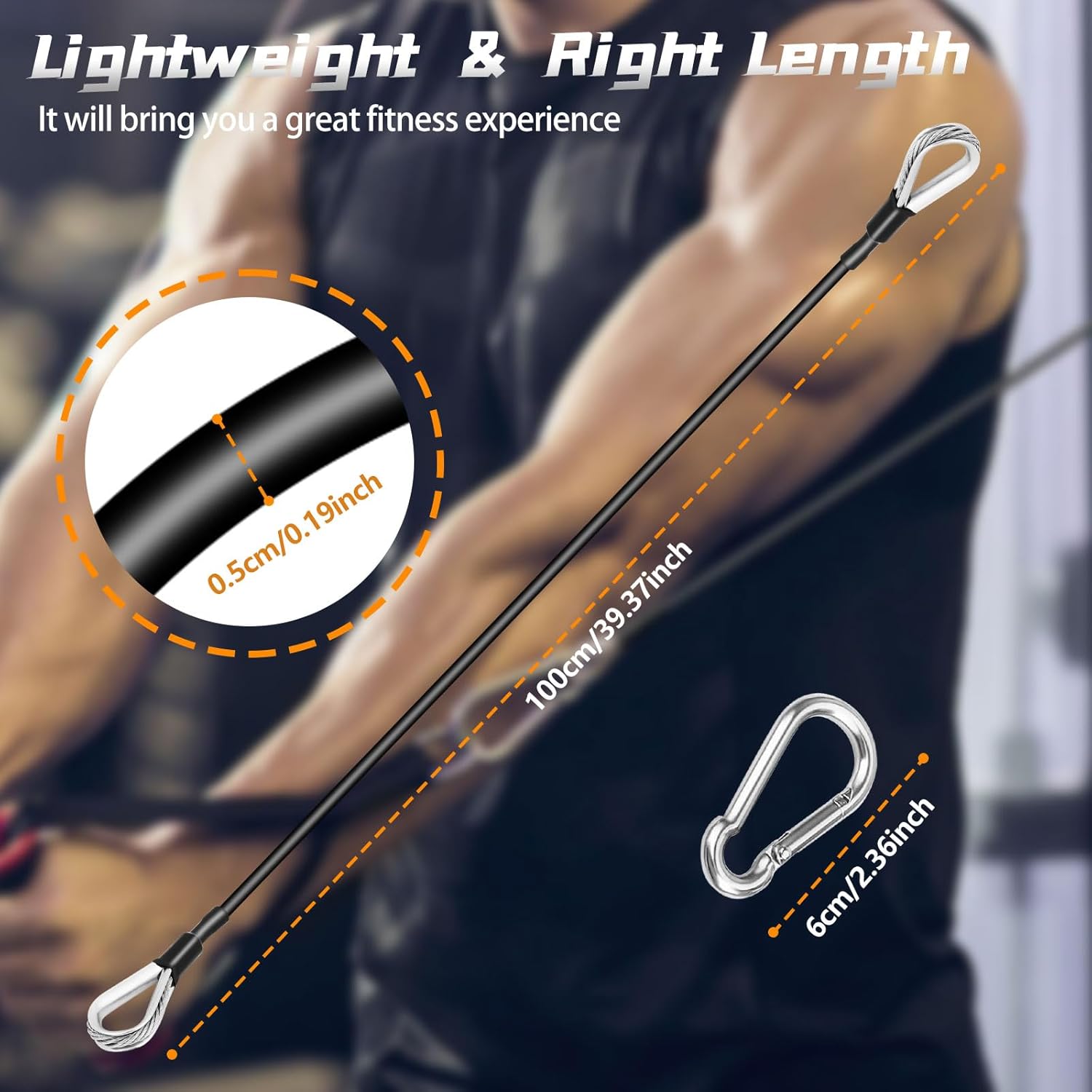 Cable Attachments for Gym, 2PCS Gym Cable Extension Compatible with Gym Accessories, Gym Cable Machine for LAT/Tricep Pull Down, Leg Extensions Machine โ image 2