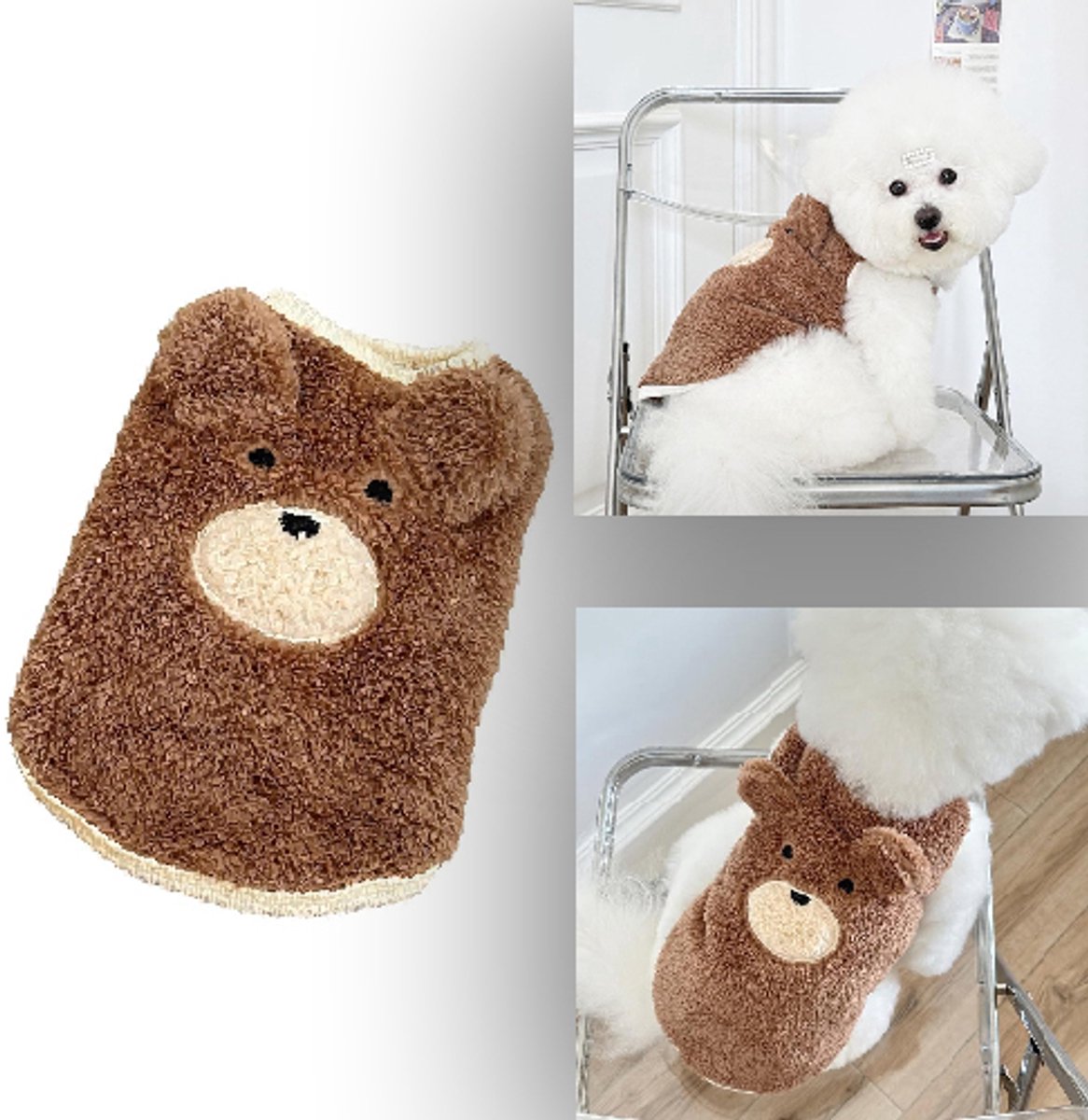 Dog Sweater - Dog Coat - Warm Winter Sweater - Warm Dog Coat - Teddy Bear - Plush Jacket - Warm Clothes - Perfect for Small Dogs - Medium-Sized Dogs - Dog