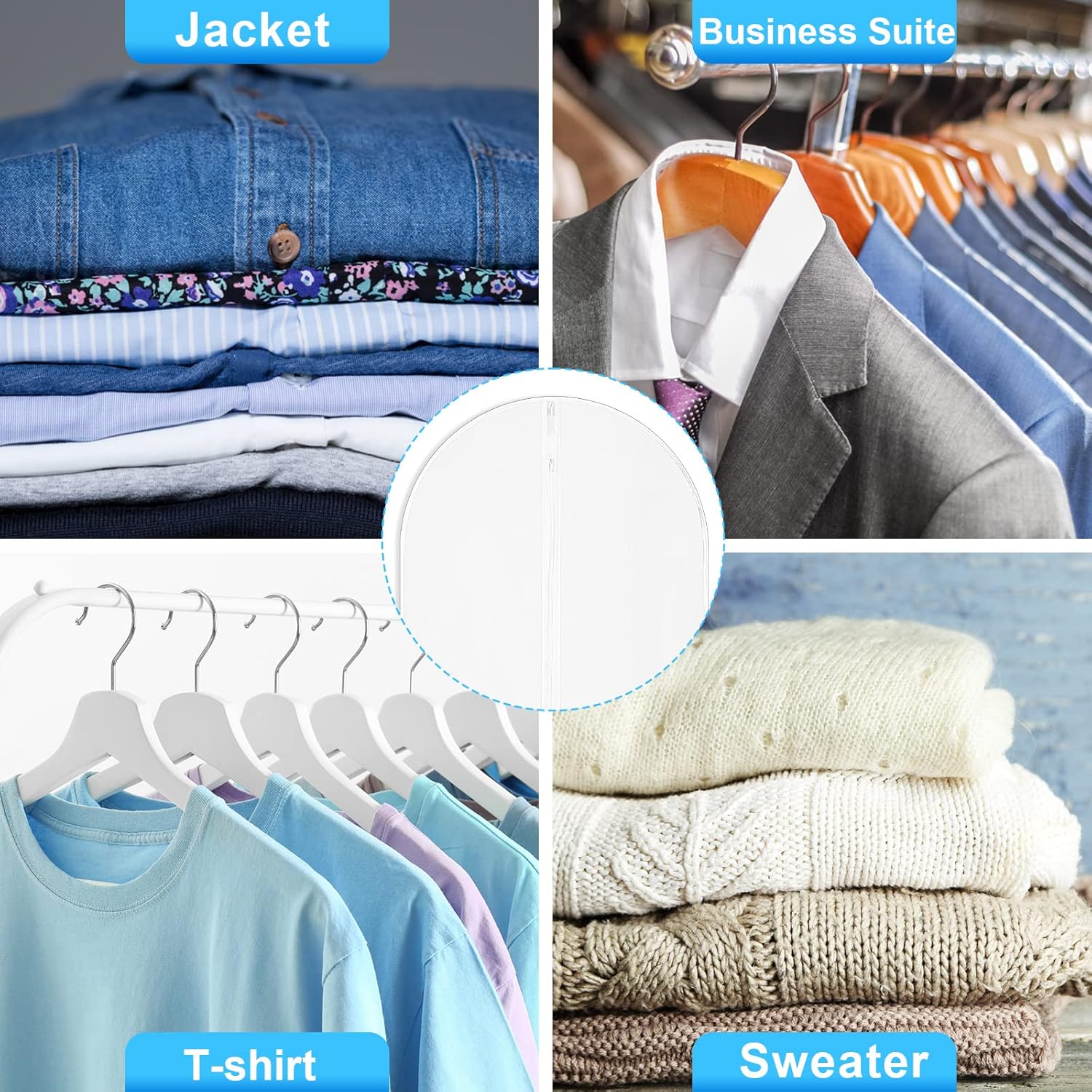 100 Pcs 24'' x 32'' Clear Garment Bags Full Zipper Suit Lightweight Clothes Cover for Hanging PEVA Protectors Breathable Dust Plastic โ image 4