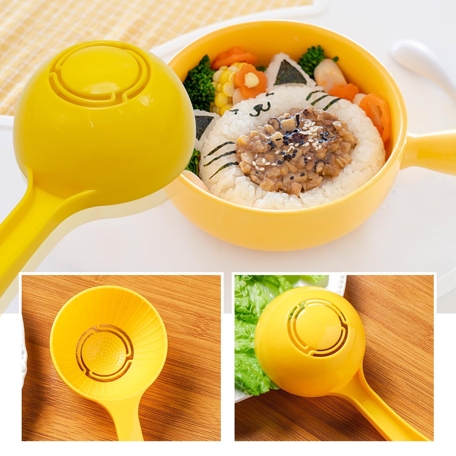 Rice Ball Spoon, Plastic Rice Paddle,Non Stick Rice Scooper for Rice Ball Making, Kitchen, Sushi Making Spoon (Yellow-5Pcs)