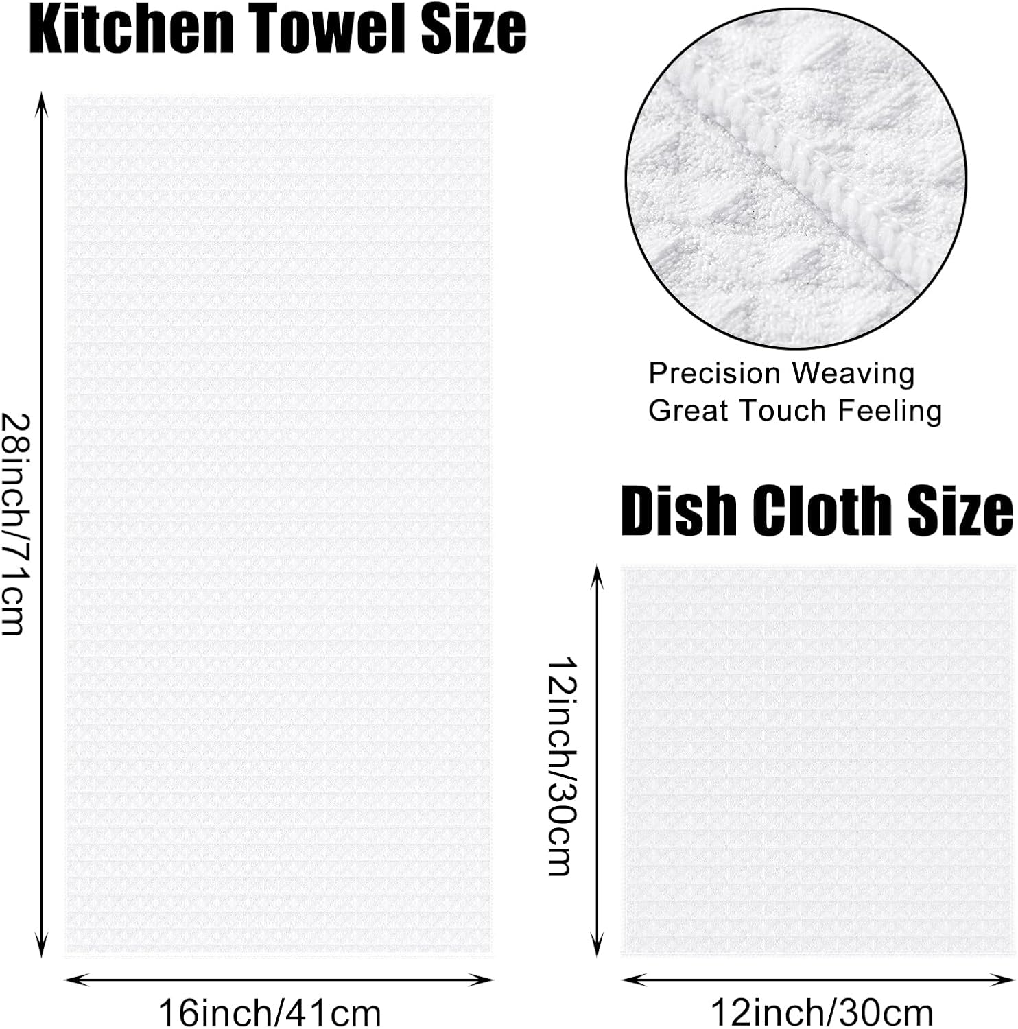 Homaxy Microfiber Waffle Weave Kitchen Towels Set(16 x 28 Inches and 12 X 12 Inches, 8 Pack, White) and Terry Kitchen Towels(15" x 25", 6 Pack, Dark Grey) β image 2