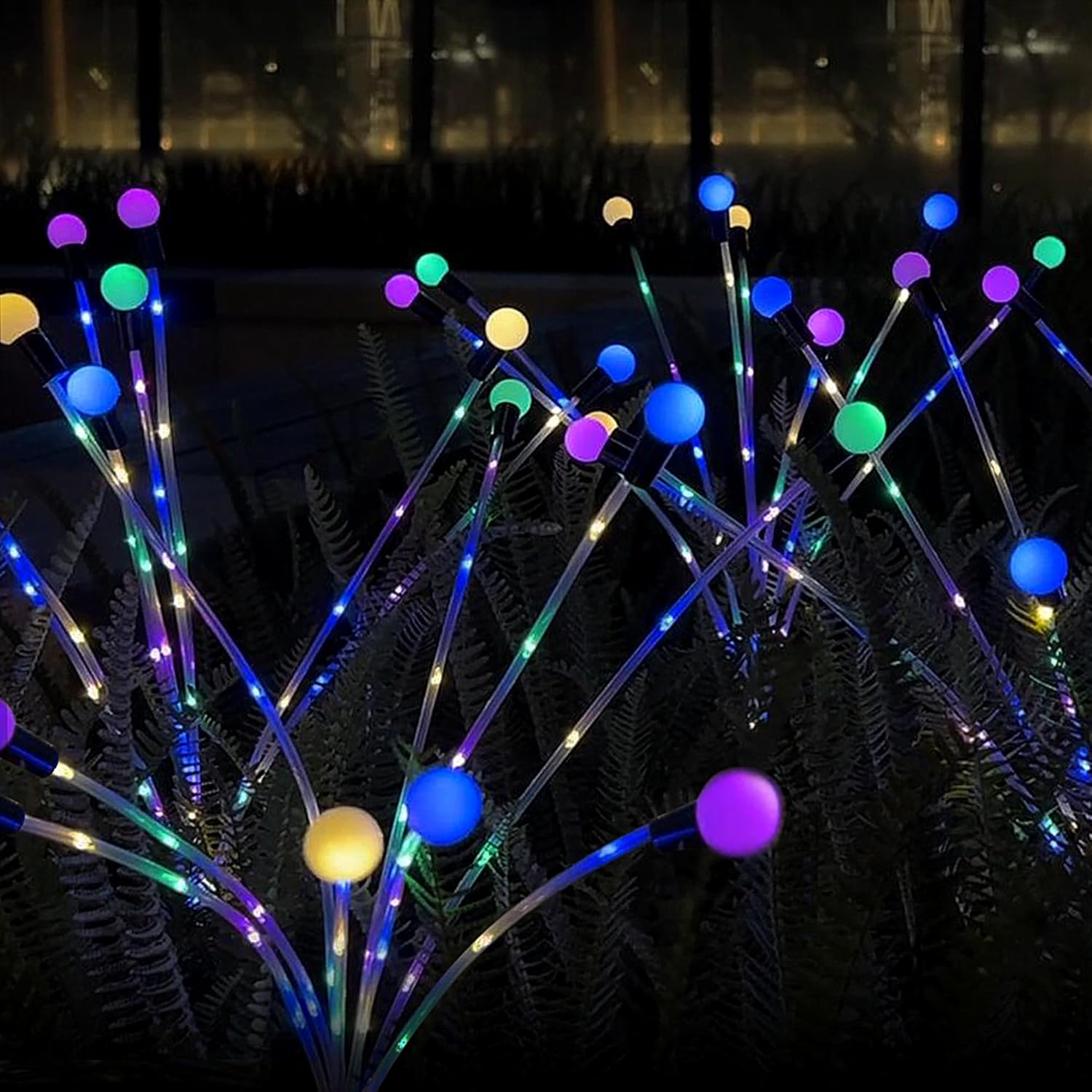 Solar garden lights, Christmas decoration, solar-powered fairy-tale outdoor lights, waterproof, 1-pack, 8 LEDs that move in the wind, dancing fireflies as