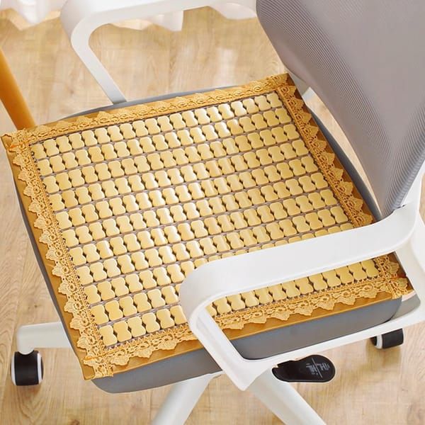 Bamboo Cooling Seat Cushion 45 × 45cm, Dark Brown Summer Breathable Non‑Slip Chair Pad for Office Desk Chair Car Seat Home Sofa