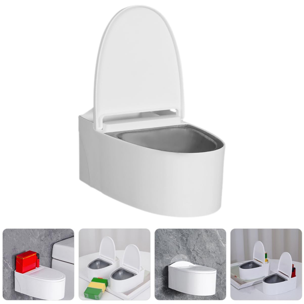 Ashtray Cigarett e Ash Tray Cigarett e Receptacle Cigarett Holder Ash Trays with Covers Outdoor Cute Ash Tray Ash Can White — image 3