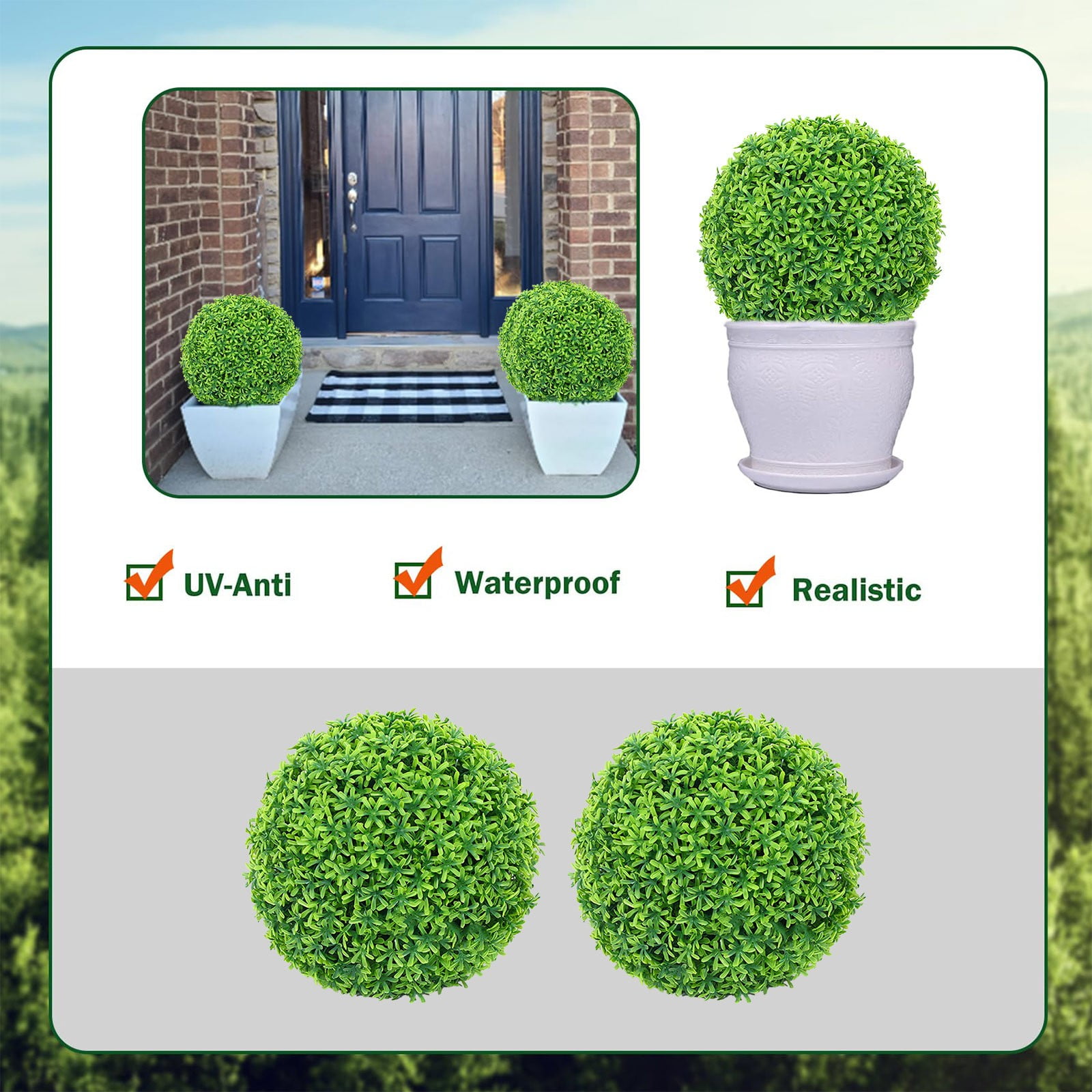 Simulation Artificial Plant Topiary Faux Decorative for Garden Backyard Balcony and Home Décor, Pine Needle Grass Ball*1 W (Outer Diameter 13cm) Simulation — image 5