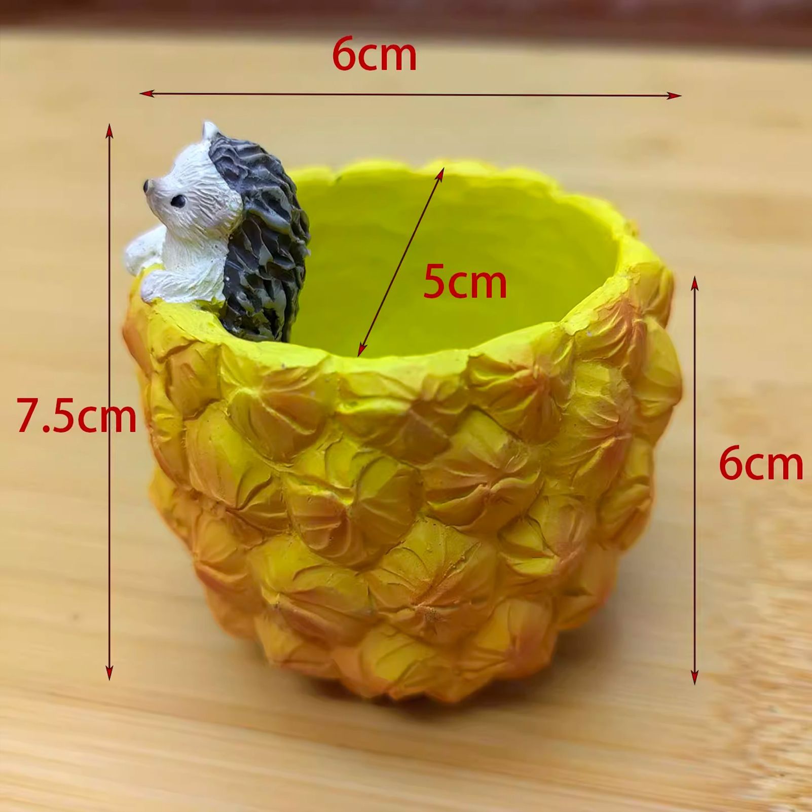 Cute Hedgehog Pineapple Resin Planter - Mini Succulent Pot, Desktop Decor, Garden Ornament, Unique Gift for Plant Lovers (Pineapple) — image 4