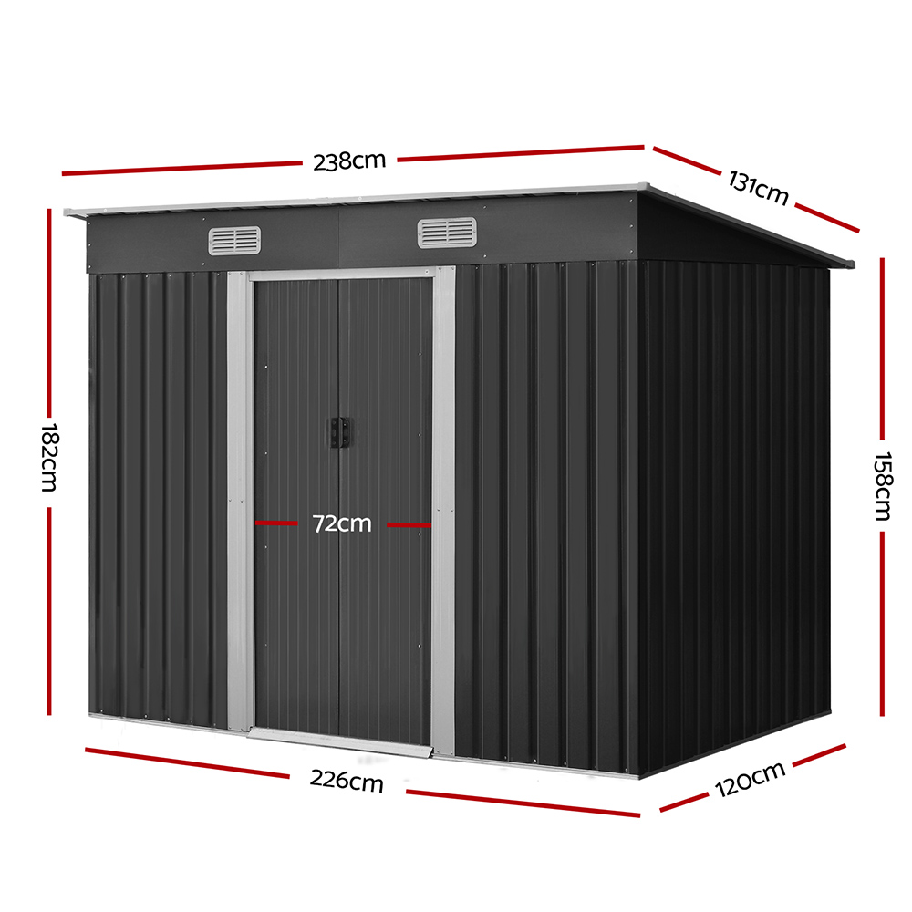 Giantz Garden Shed 2.38x1.31M Sheds Outdoor Storage Tool Metal Workshop Shelter Sliding Door โ image 2