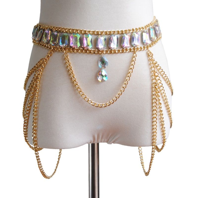 Women's Body Chain Colorful Rhinestone Layered Waist Chain Adjustable Belt Bikini Body Chain(105CM) โ image 2