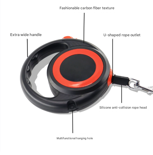Yellow-white Heavy Duty Retractable Dog Leash with Ergonomic Wide Handle - Automatic Tangle-Free Extending Lead for Large and Medium Dogs - Carbon โ image 2