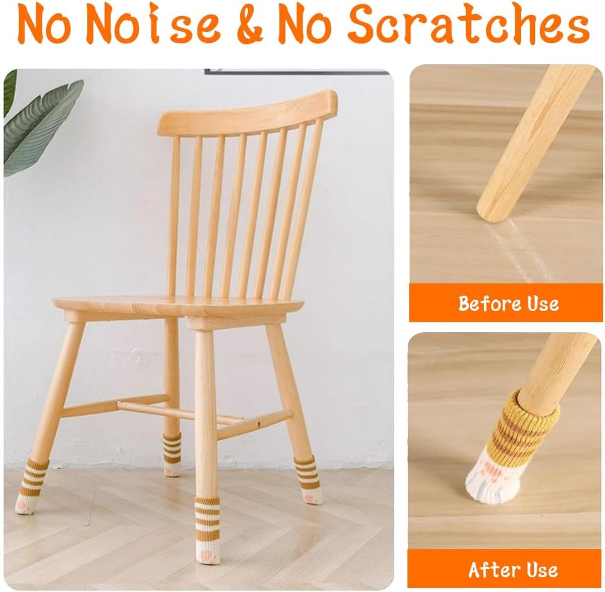 24 pieces - Furniture socks - Chair leg protectors - Floor protectors - Chair leg socks - Chair leg caps - cat paw chair socks - knitted non-slip chair leg โ image 6